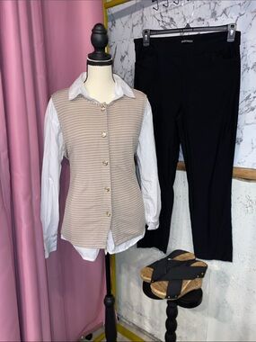 Enfocus Studio Striped Dressy Tank Top/Vest